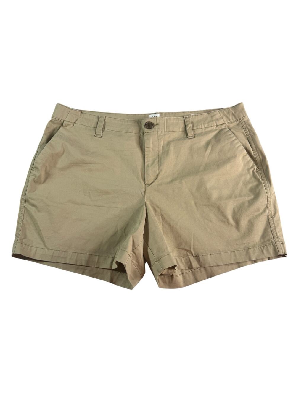Gap City Shorts Womens 14 Khaki Beige Stretch Cotton Chino Flat Front Pockets